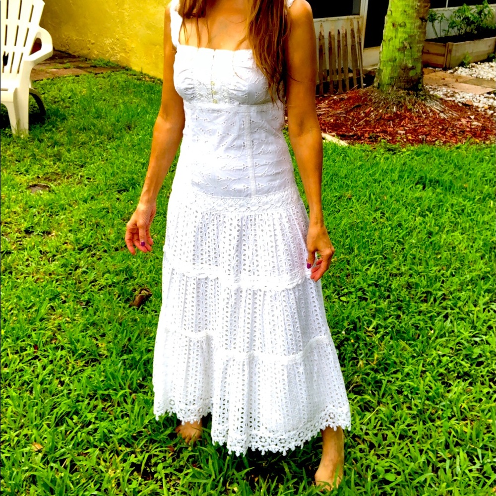 Cynthia Steffe White Eyelet Midi Dress Sz 2 NWT